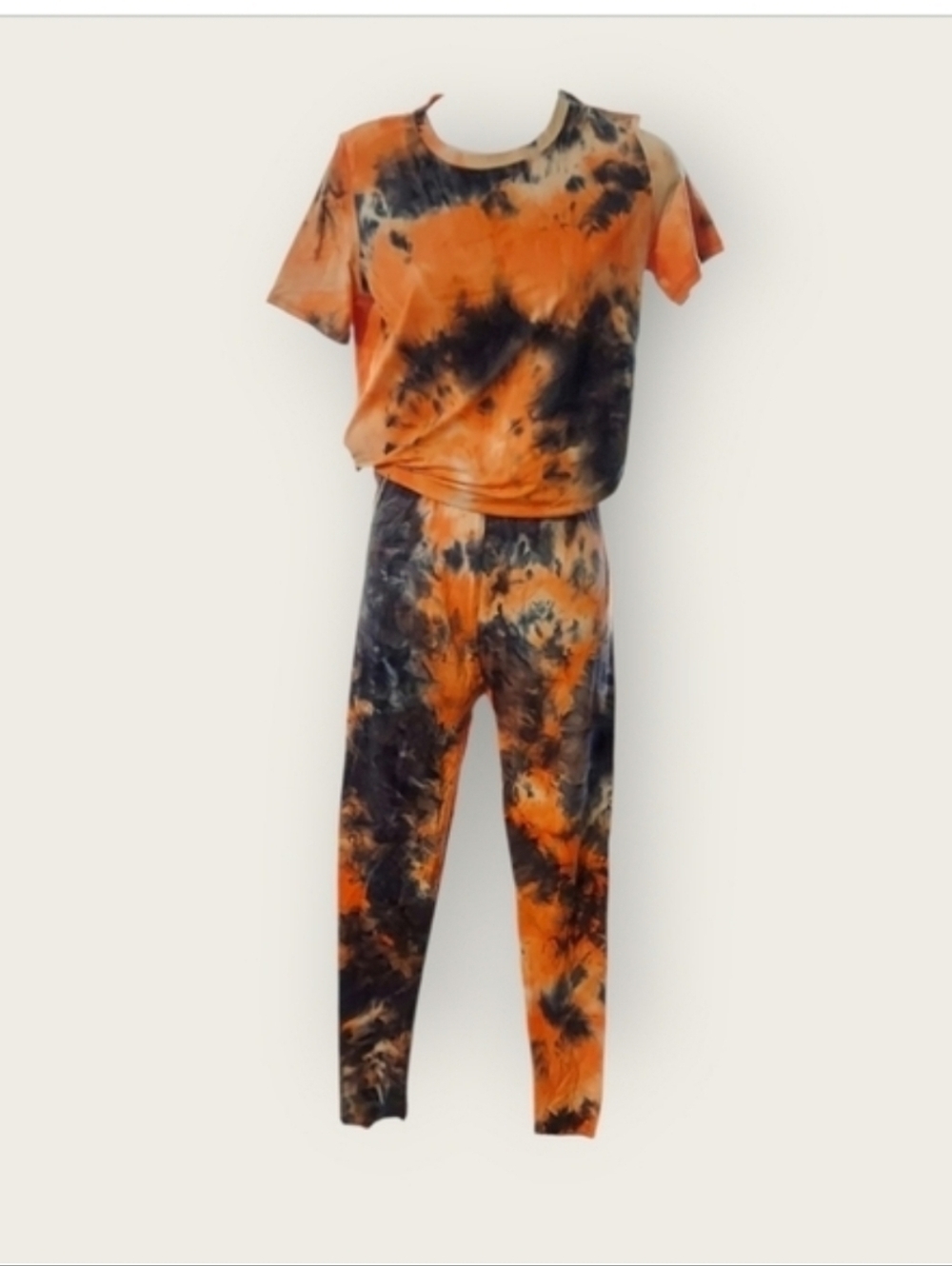 NWT Orange, Navy, & White BUTTERY SOFT Tie Dye Lounge Sleep Set - Picture 5 of 5